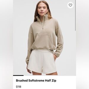 Lululemon brushed softstream half zip  size 8